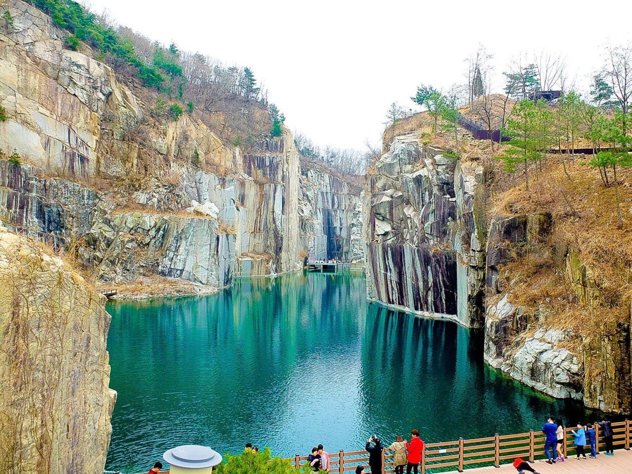 Pocheon Art Valley quarry lake and granite cliffs