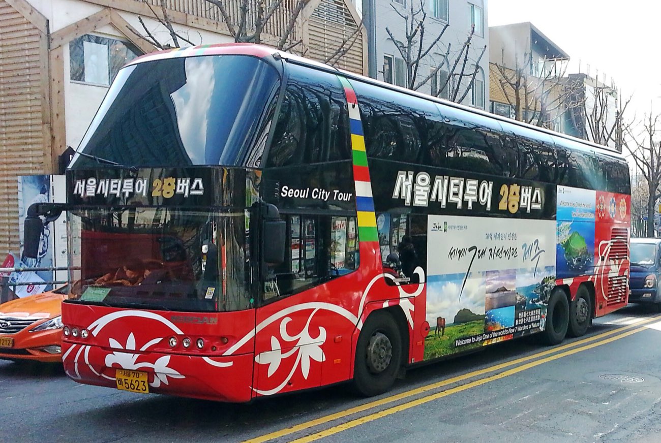 Seoul City Tour double-decker bus in central Seoul